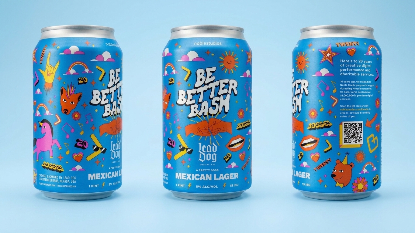 Custom Be Better Bash beer cans with illustrated labels