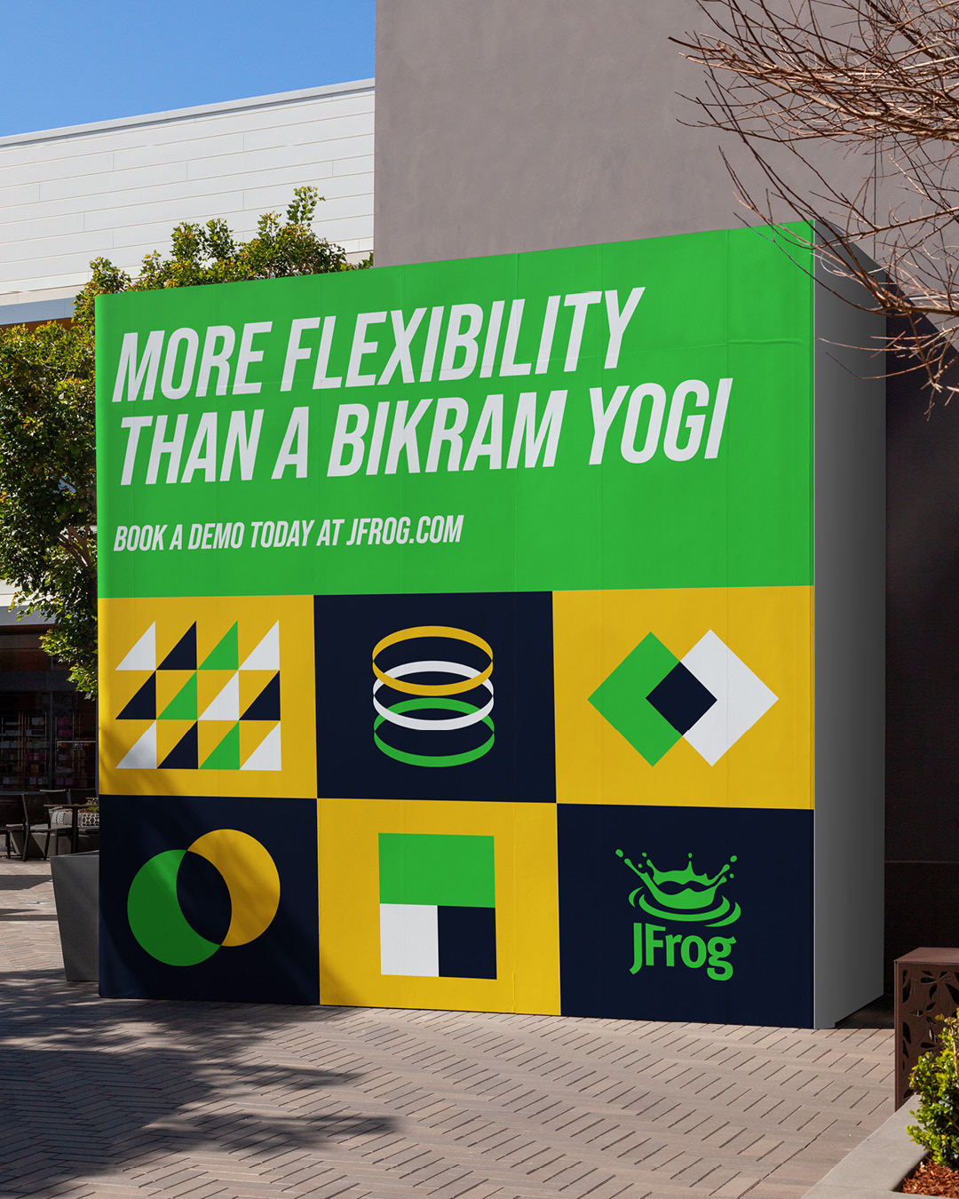 Billboard: 'More flexibility than a Bikram yogi' with JFrog shapes