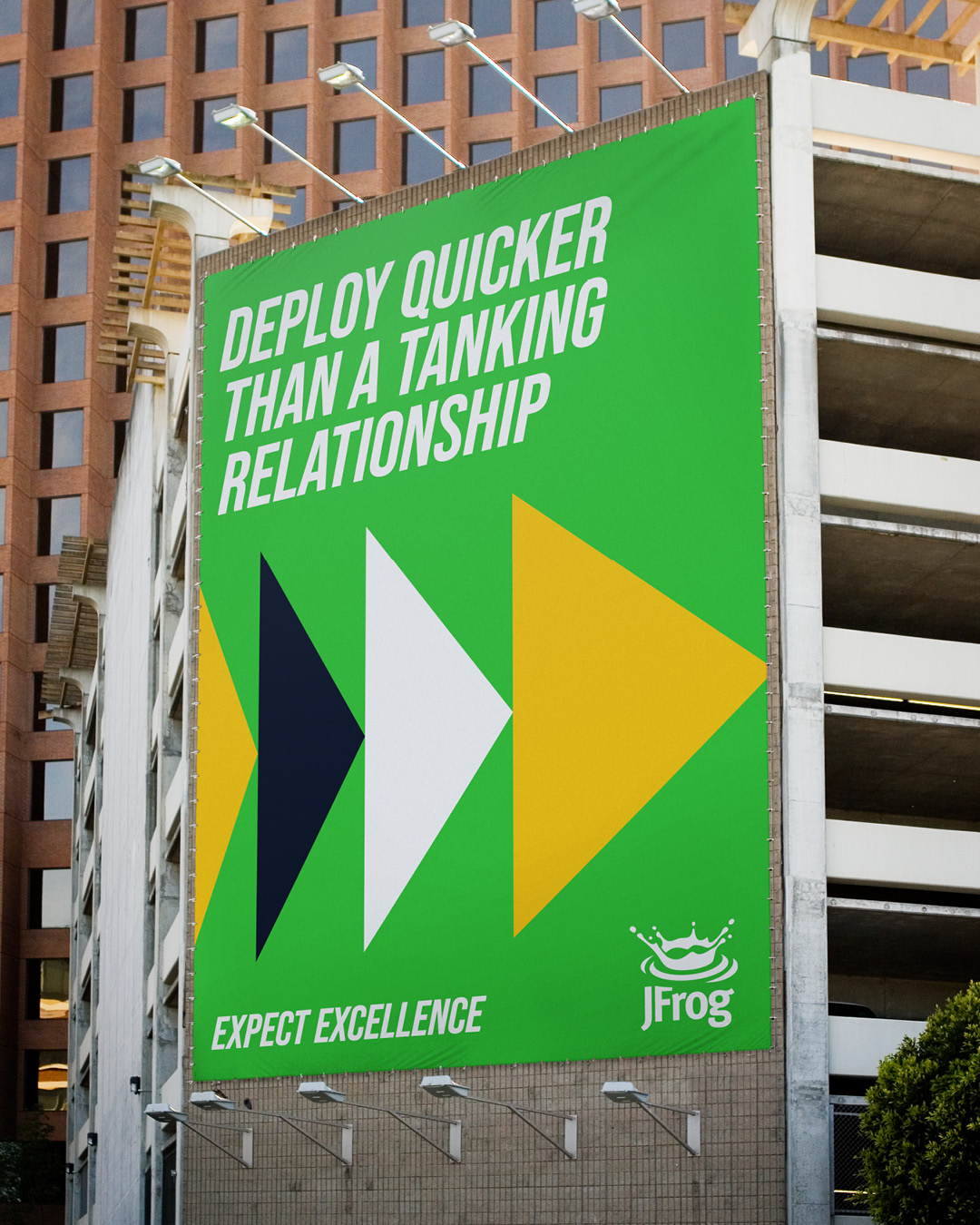 Large wall mural: 'Deploy quicker than a tanking relationship'