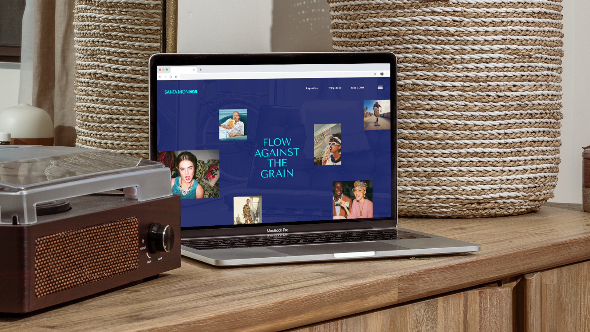 Laptop displaying the Santa Monica tourism website